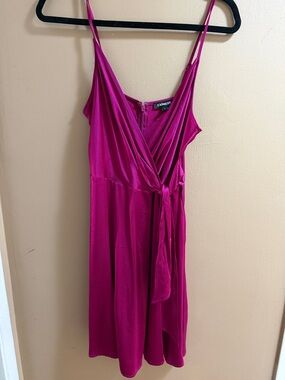 Express Bright Fuchsia Wrap Slip Dress